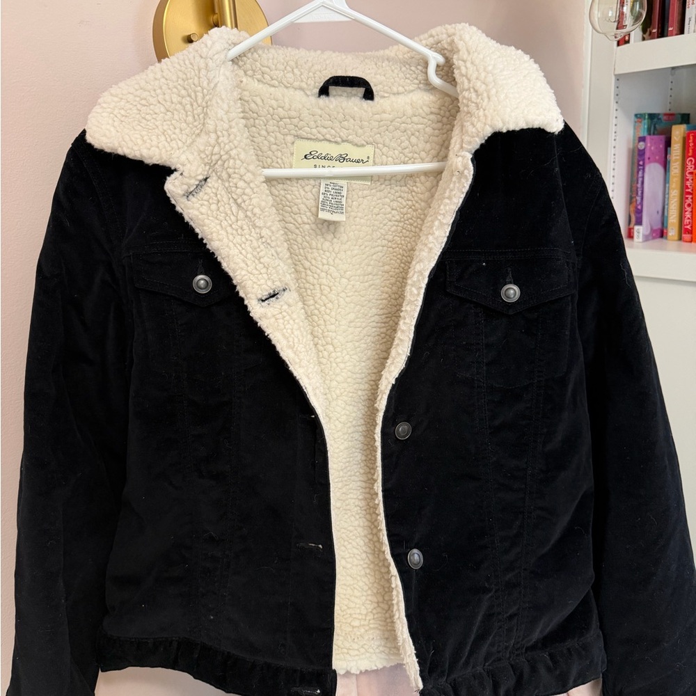 Eddie Bauer Black Sherpa-Lined Jacket